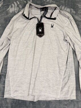 Spyder Mens Large Gray Active 1/4 Zip Long-Sleeve Top NWT